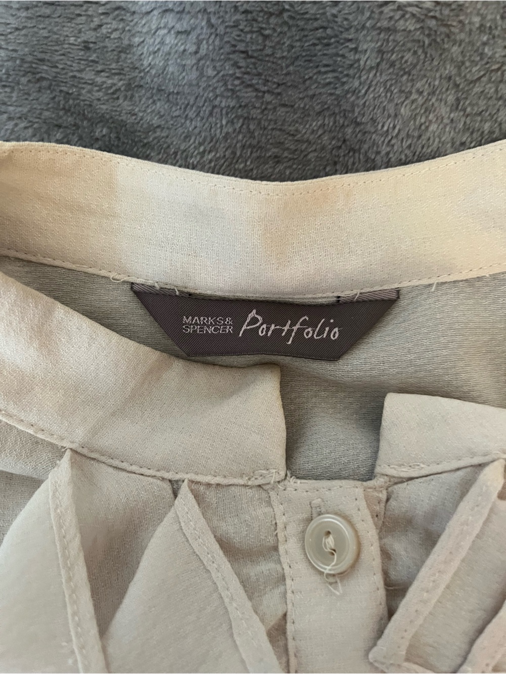 Marks & Spencer Cream Ruffle Front Long-Sleeve Blouse - Picture 4 of 6